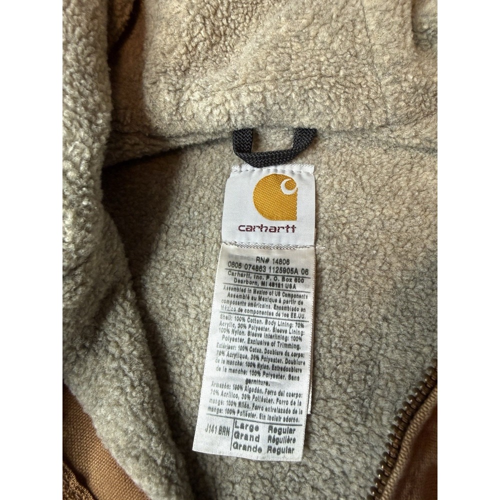 Vintage 2005 Carhartt J141 BRN Sierra Jacket Large Regular Sherpa Lined Hooded - Picture 4 of 7